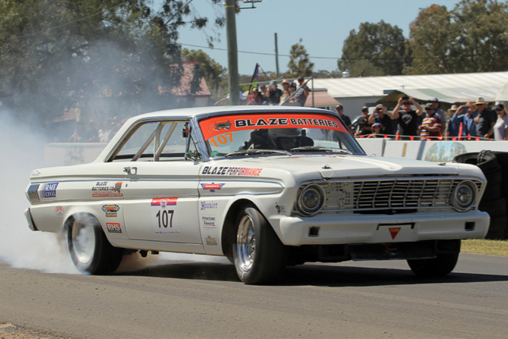 Glenn Gerstel’s 1964 Ford Falcon Sprint will thrill crowds at the 26th Historic Leyburn Sprints. Photo, Trapnell Creations