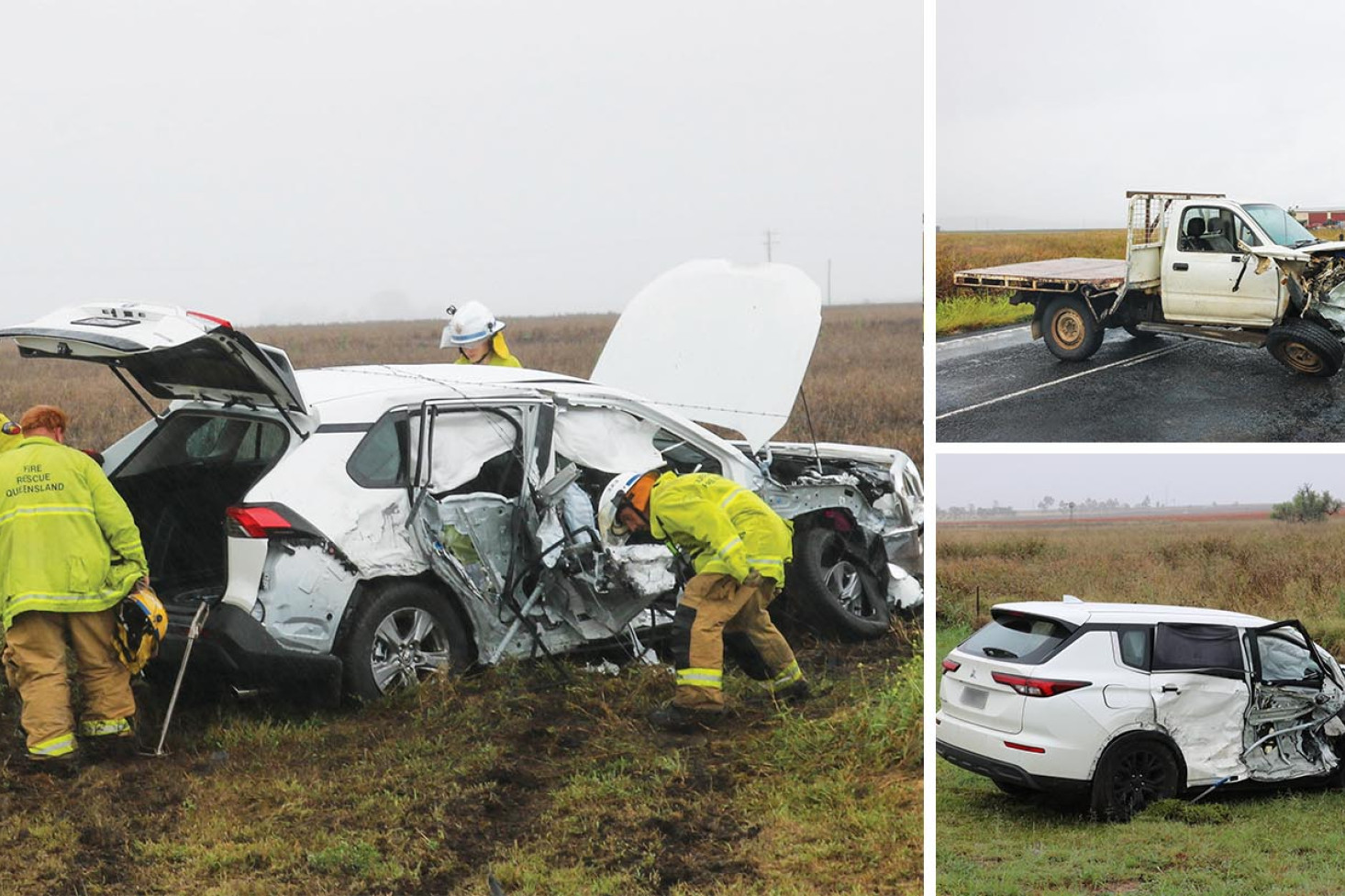 The three vehicles involved in the crash.