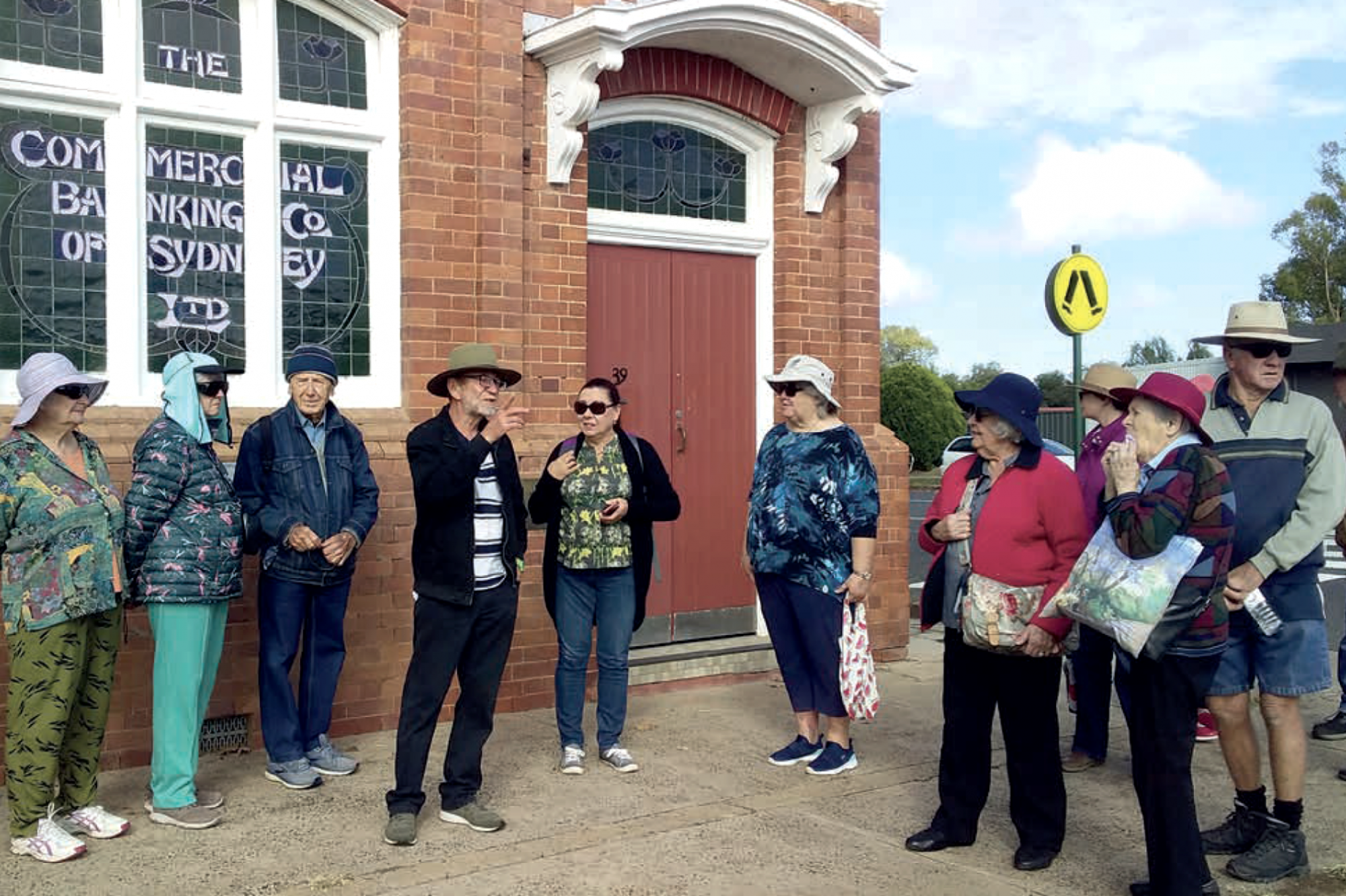 Trevor Neale from the Allora & District Historical Society with a group of 20 walkers who enjoyed the town Historical Walk on Saturday, as part of the Autumn Festival. Photo courtesy Wendy Ardrey.