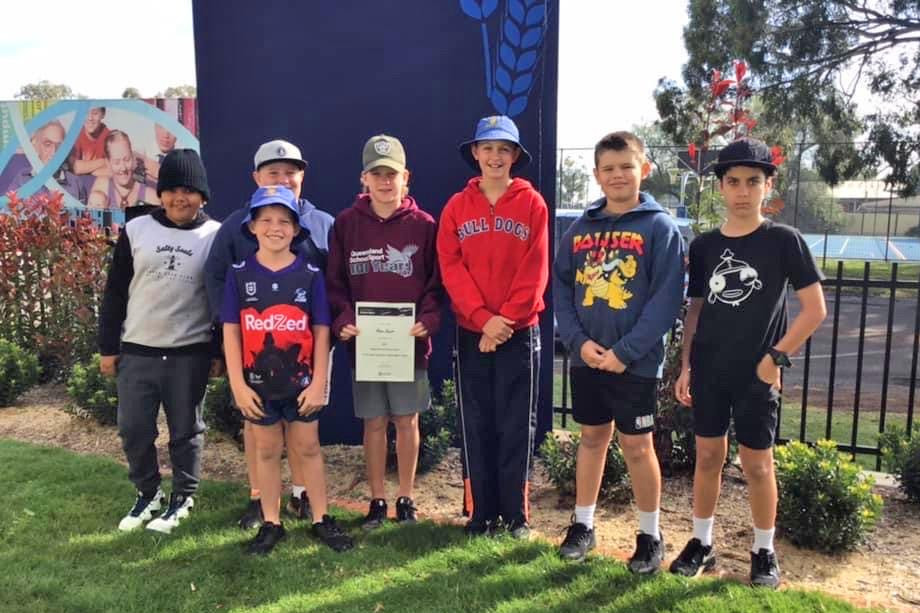 Taking a break in free dress, the talented athletes from Wyreema State School who have won their way into the Darling Downs team to compete at the State Titles.