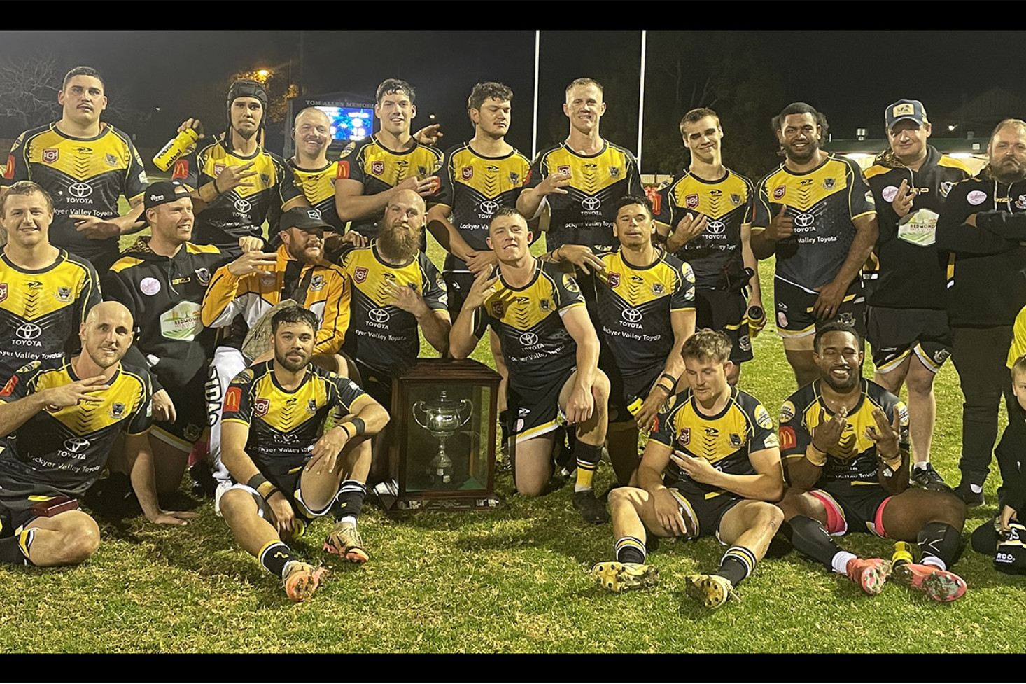 The victorious Gatton Hawks first grade side after their success in Sunday’s Madsen-Rassmussen Trophy Final. (Image - Toowoomba Rugby League Club)