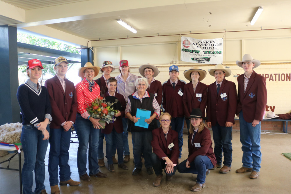 The Oakey State High School Agriculture team which took part in the Young Judges event, pictured with teacher Debbie Goudie and competition organisers Alma Haaijer and Rebekah Goudie.