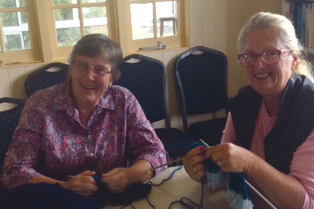 Jill McKay and Marianne Lewis busily working on their entries for Competition.