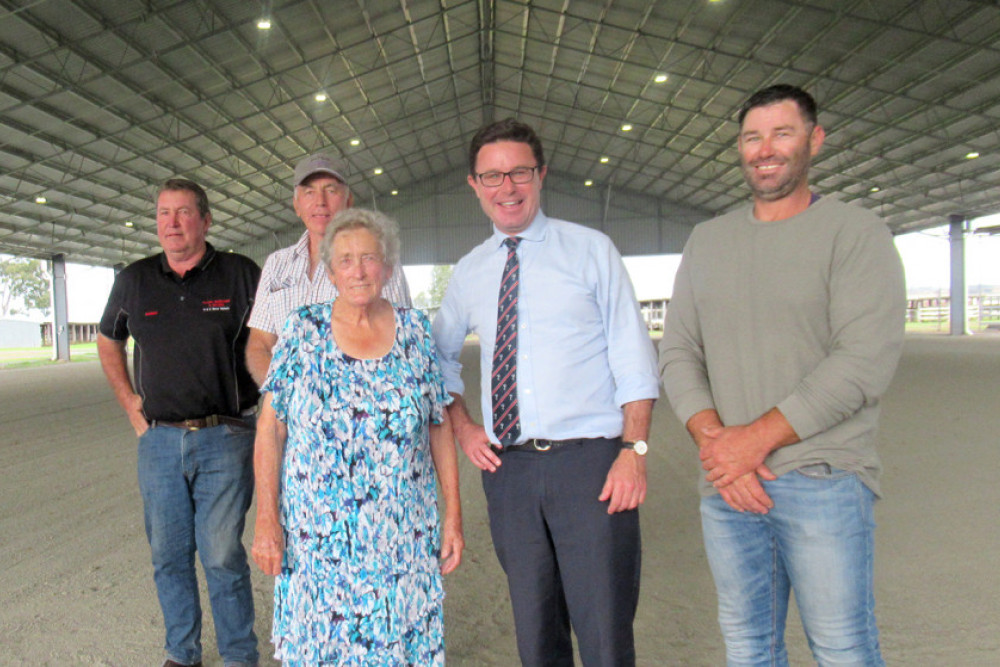 Federal Member for Maranoa David Littleproud was in Allora last Thursday to officially open the Arena. The Minister is seen here with the Principal Contractor Barry Glass, Vice President of Show Society Hugh Huston, President of Show Society Shirley Cornhill and sub-contractor Wayne Lyons.