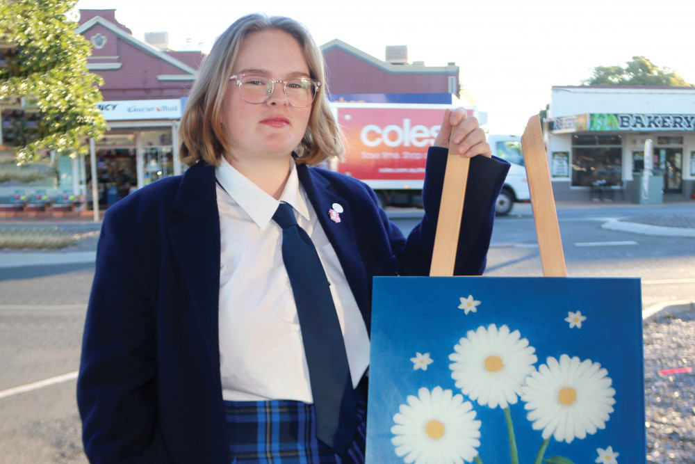 First place winner Annabelle Jervis with her work titled ‘Biophilia’. To see this art work up close, head to The Oakey Pharmacy where it is currently on display.