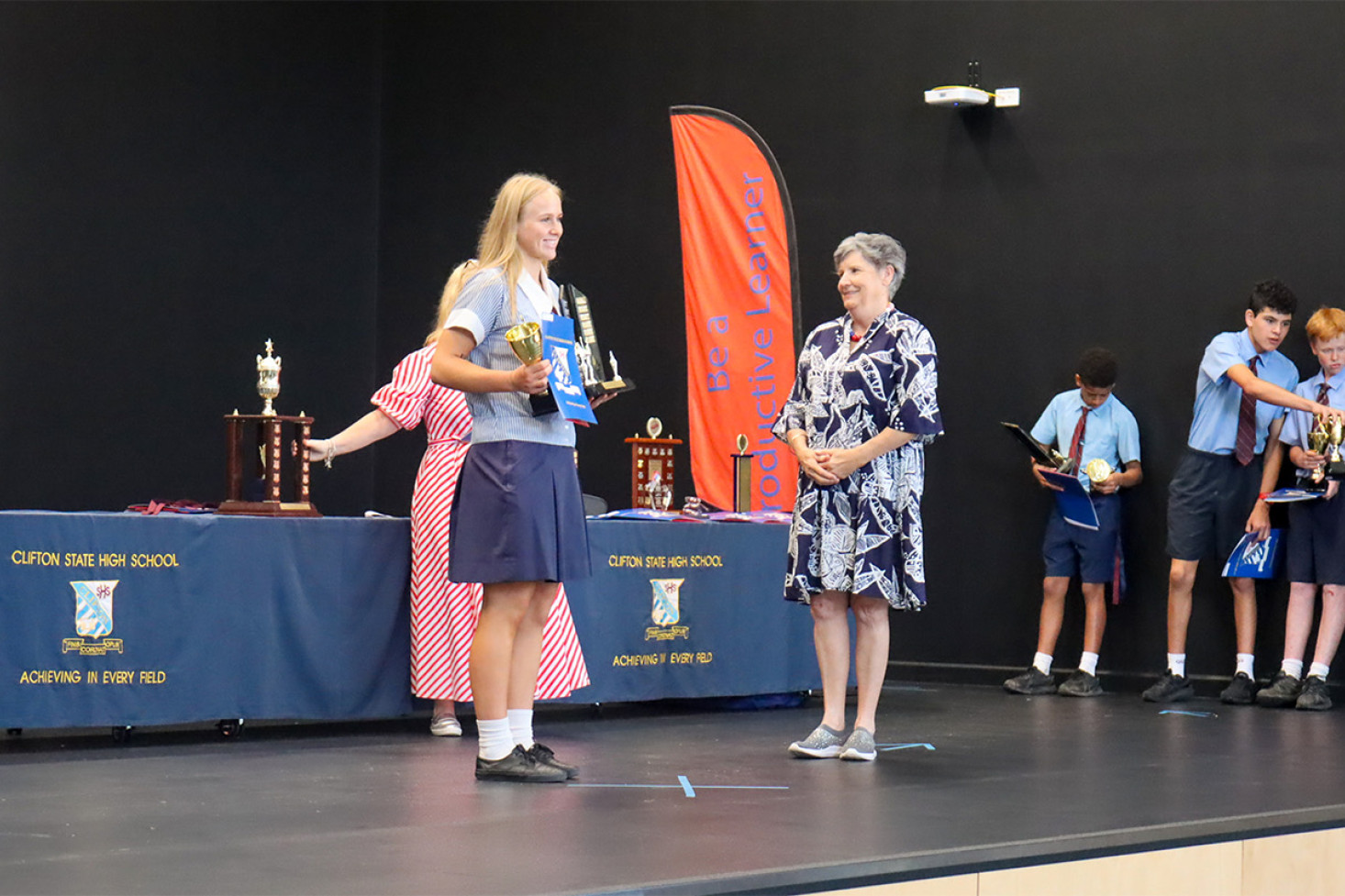 Chelsea Cameron, pictured with Anne Glasheen, received awards for Agricultural Science, English, Open Cross Country Girls Champion, Open Athletics Girl’s Champion and Darling Downs Rep in Rugby League and Cross Country.