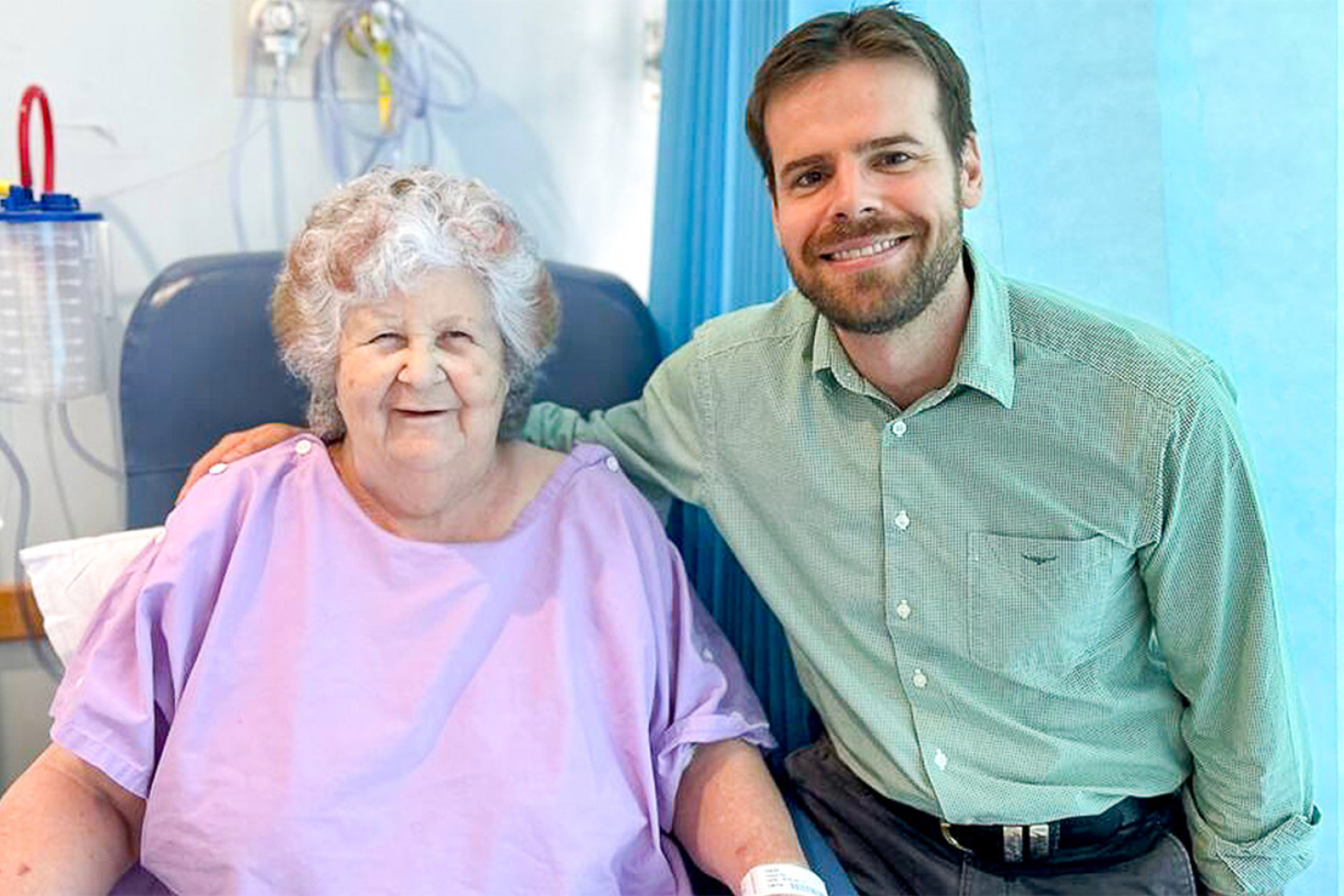 Patient Annette Stiles with Dr Chris Wall.