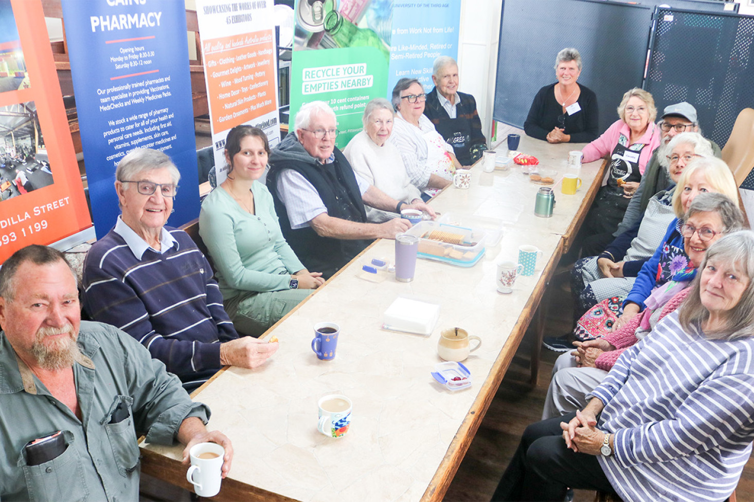 Members enjoyed some smoko in between art sessions with mentor Cecelia Krieg on Wednesday last at the gallery.