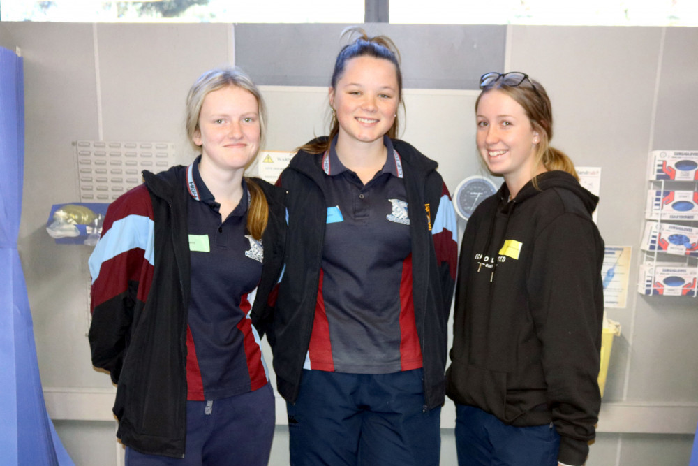 Clifton State High School students Taylor Browne, Brianna Naumann and Elizah Feltham experienced a small slice of the world of medicine, nursing and allied health at the Aspire2Health workshop in Toowoomba.