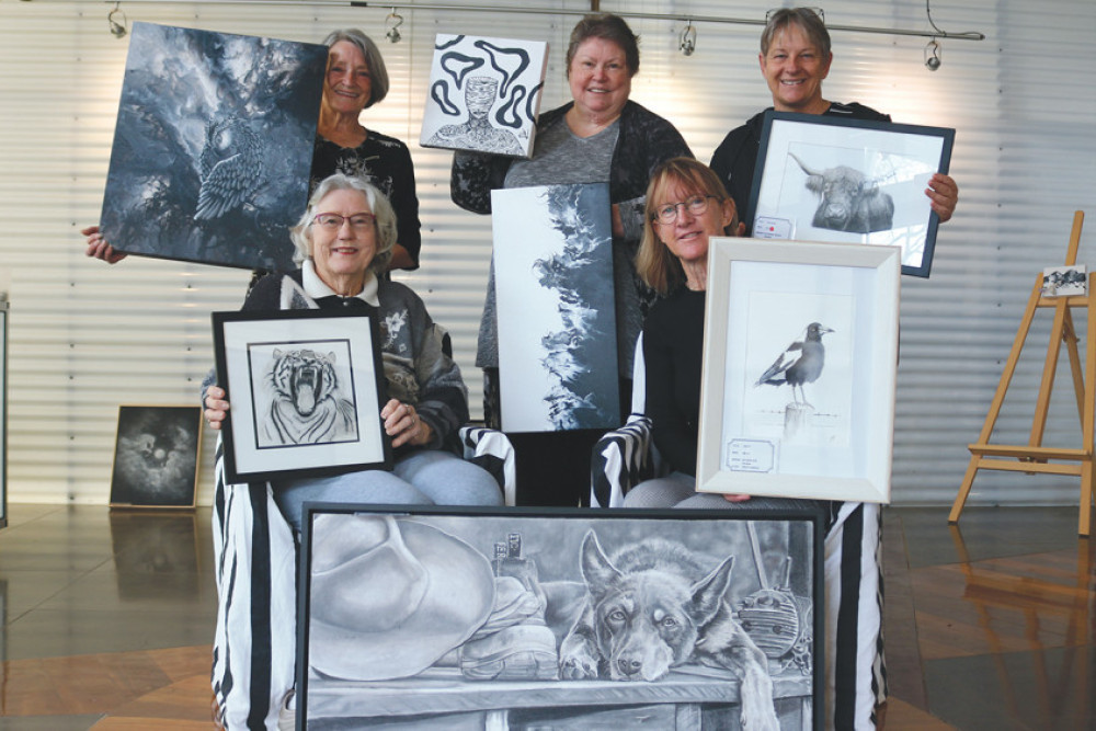 From left: Back Road Artists Kerry Chant (Clifton), Merlene Konz (Clifton), Luci Hedley (Clifton), Angela Hart (Nobby) and Karina Cheetham (Greenmount).