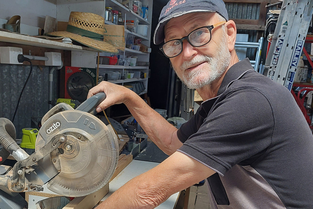 Volunteer Barrie Jones in the workshop.