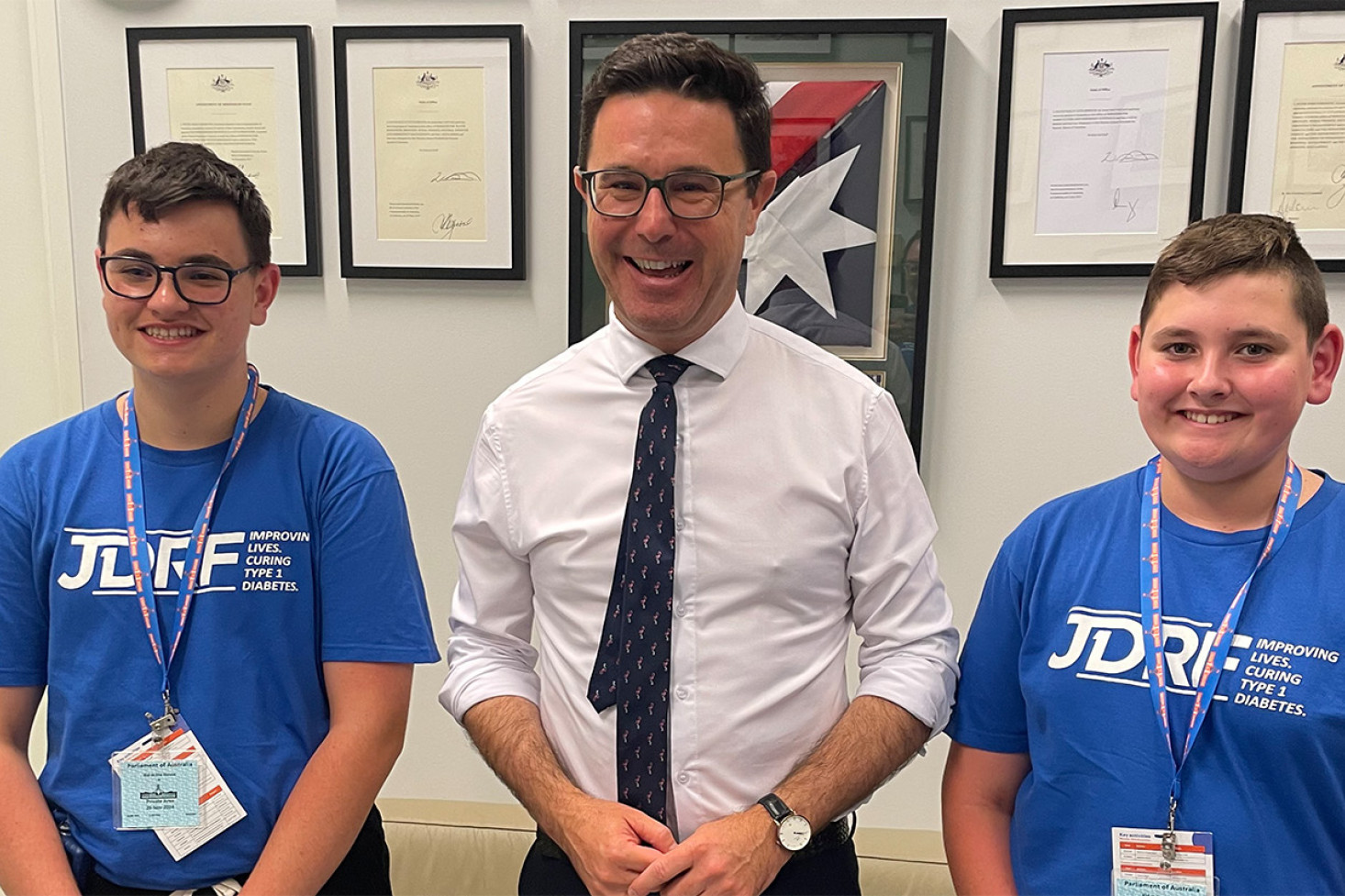 Benjamin (left) and James shared their stories with local Federal Member, David Littleproud and Opposition Leader, Peter Dutton (not pictured).