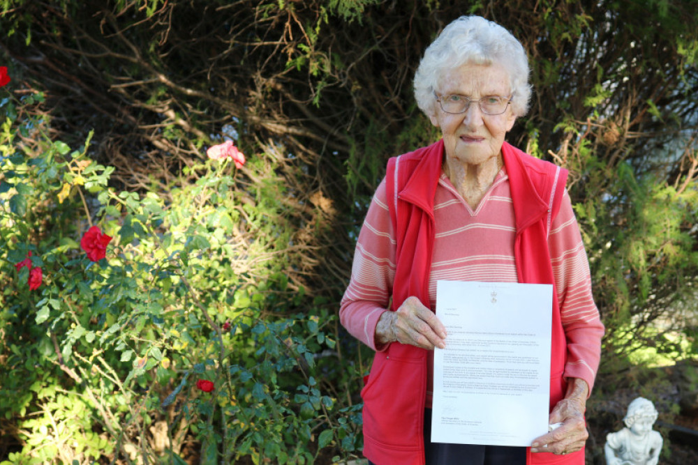 Betty Denning OAM has been awarded a Medal of the Order of Australia for her service to the Pittsworth community, effective from Monday, June 14. Here she holds the letter she received on June 1 which outlines that her award had been approved. She will attend a ceremony later this year to officially receive the award.