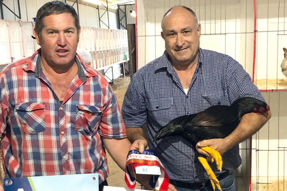 Secretary Mark Pillar with Robert Wust - Champion bird of show.