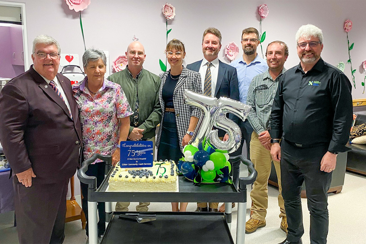 Working to continue improving Clifton Community Health Services, the Board of Directors (from left) Derek Tuffield OAM, Deputy Chair Anne Glasheen, Dr Simone Holman, Rose Plater, Chairman Andrew Douglas, retiring Director Andy Dowling. Haydn O’Leary and Executive Director Rodney Watton.