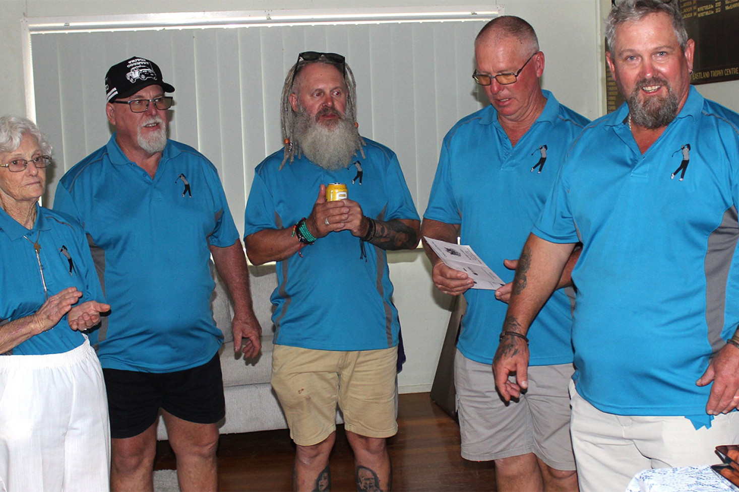 The Bradford Family at the presentation of the Day for Des trophies. Left to right: Dawn Bradford, Warren Bradford, Shane Bradford, Murray Bradford and Lindsay Bradford.