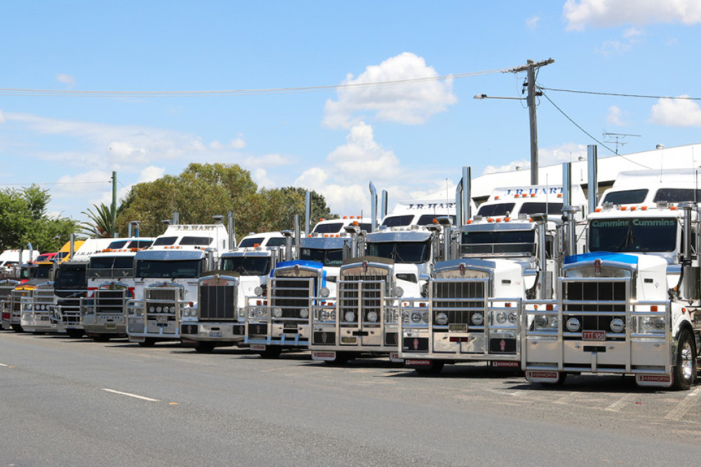 A fleet of friends and co-workers trucks lined Meara Place for Brett Knecht’s funeral service last Friday.