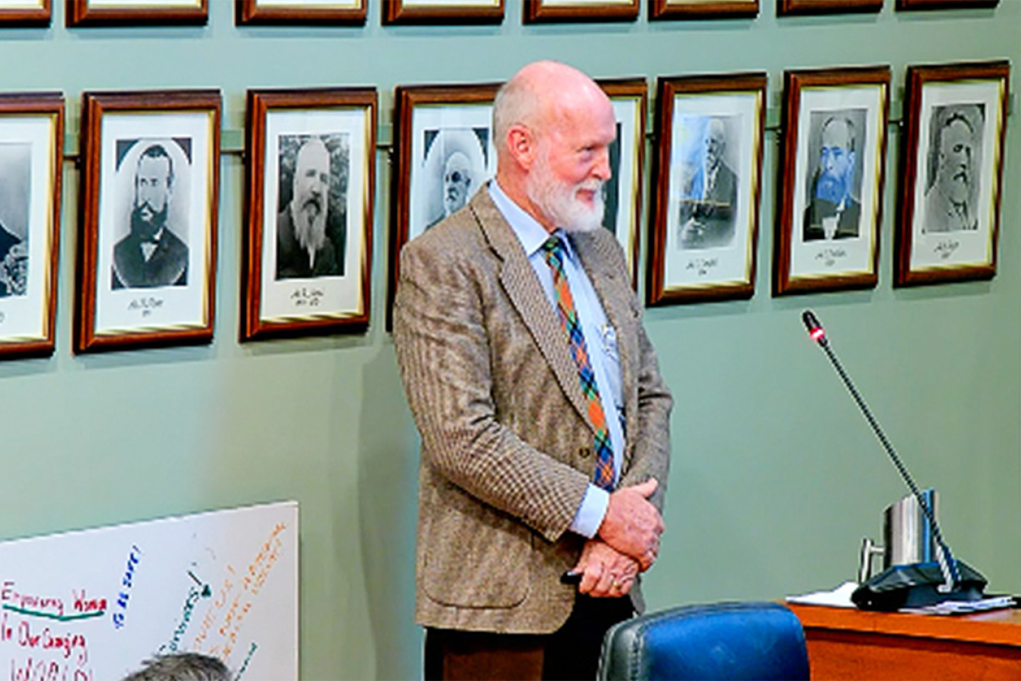 Oakey Community Christian Church elder Bruce Finlayson speaks at a Toowoomba Regional Council meeting.