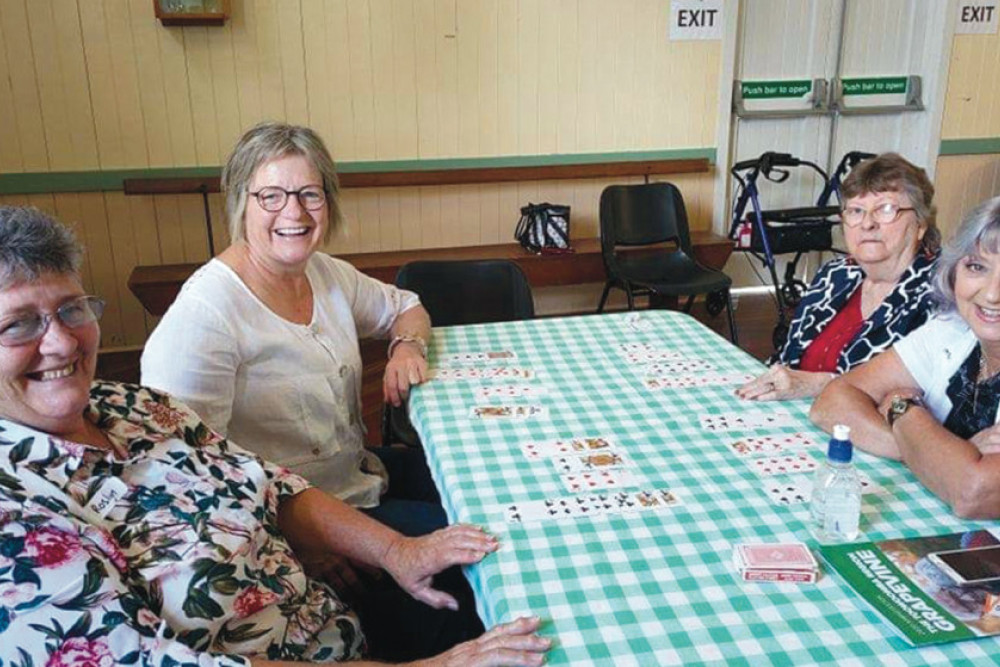 Some local ladies enjoy a game of Hoy.