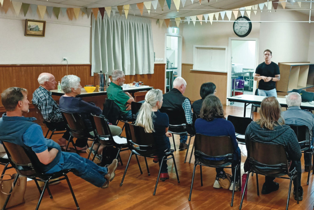 USQ’s Dr Adam Frew presenting at the Cambooya Landcare AGM.