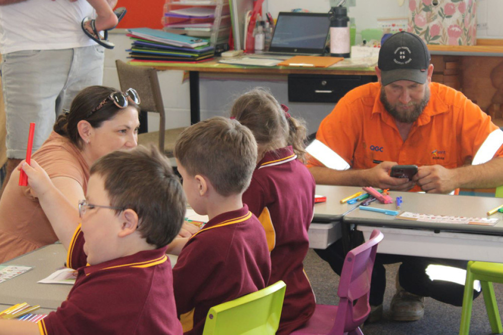 Parents were on hand to help Cambooya State School’s new Preps on their first day of school.