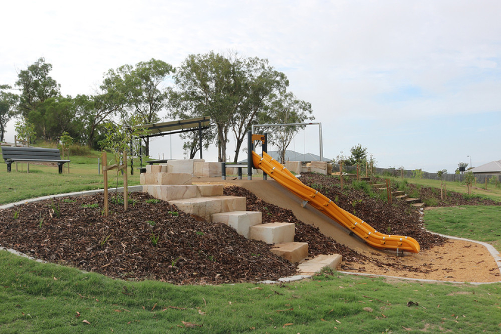 Carla Crescent Park, in the north-west part of town, has a new slide and landscaping among other features.