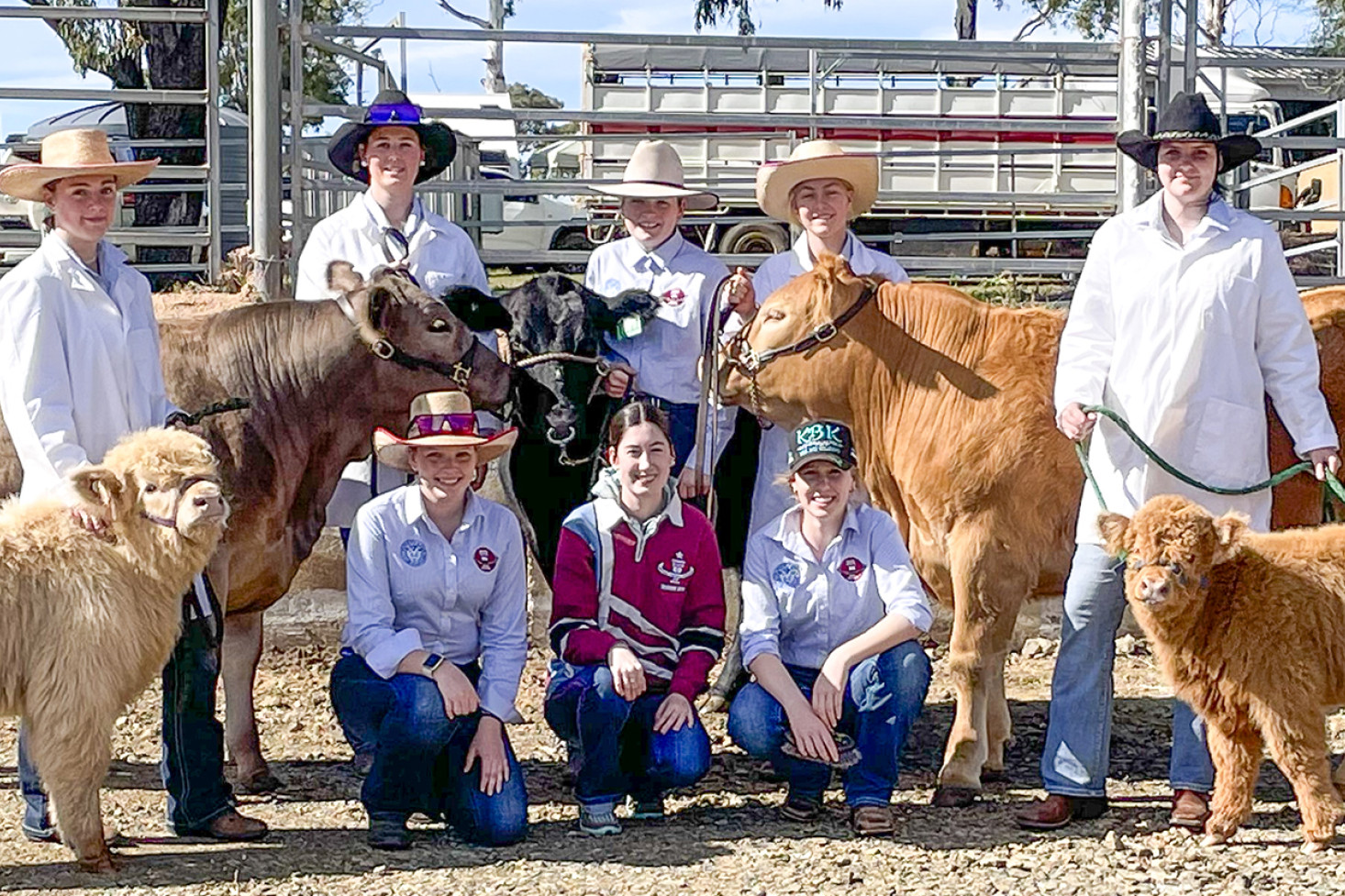 Oakey State High School’s successful cattle team. Back row: Shontelle Turkington, Tasha-Jane Voss and Alicia Wieck Front row: Skye Rose, Brianna Keen, Grea Young, Amy Turner and Shantel Barrow.