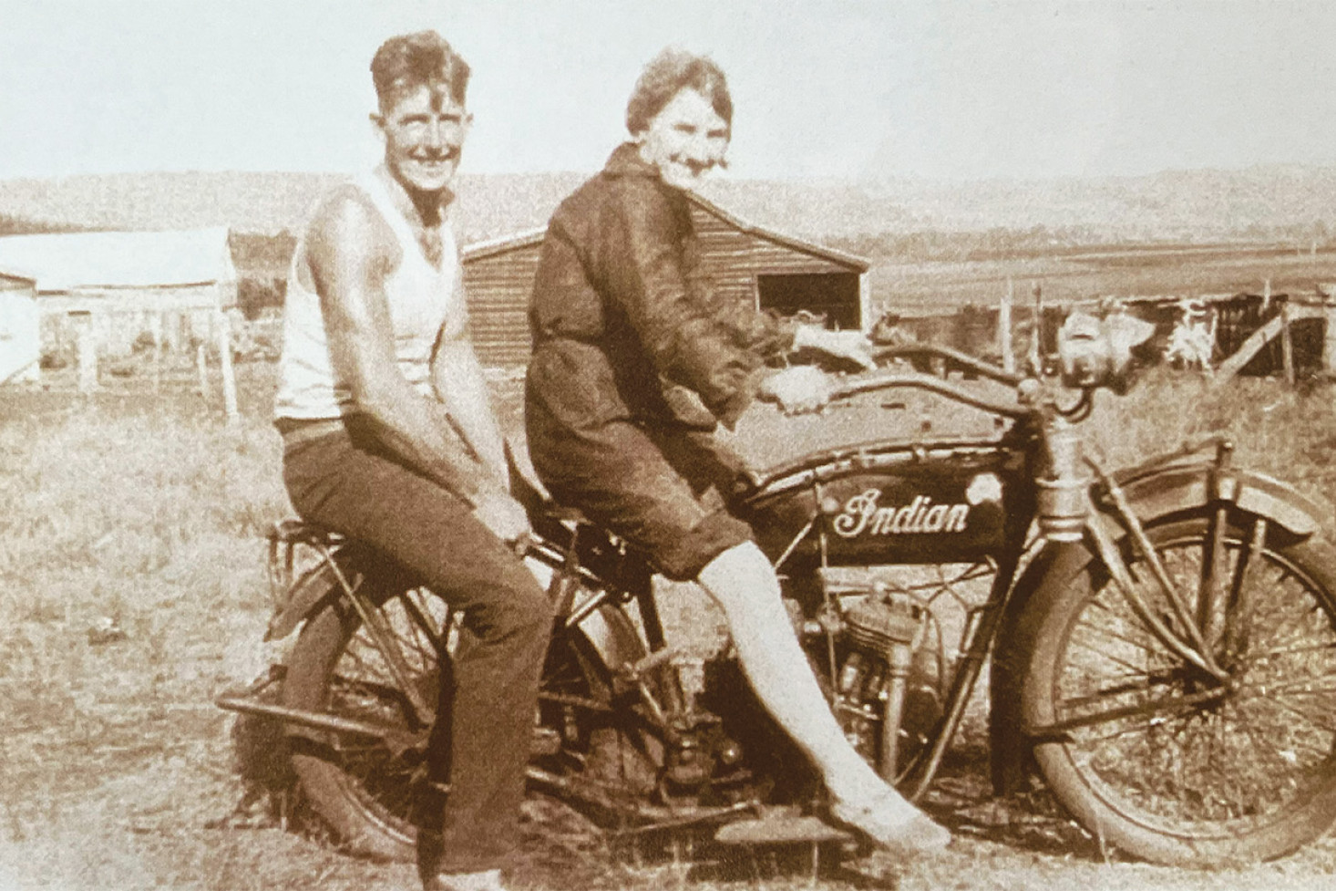 This great old photograph (circa 1931) shows Bert and Madge in their youthful days on Bert’s Indian.