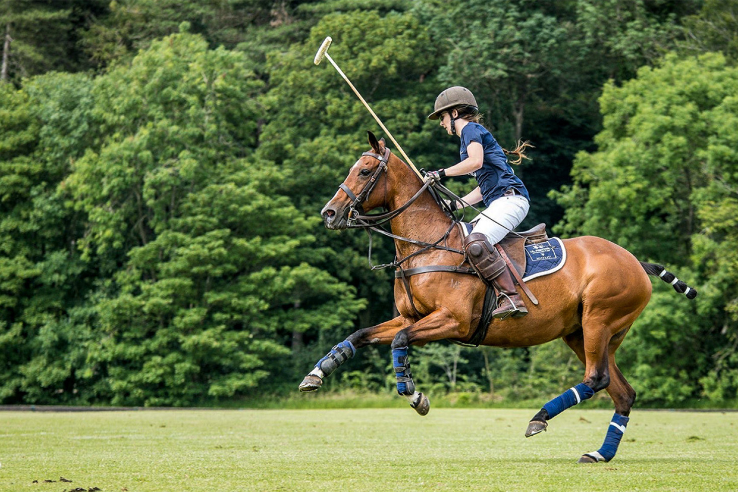 Katie Porteous playing polo during her England tour recently.