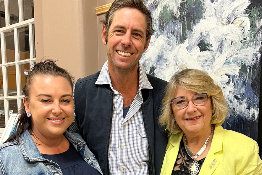 Artist Cecelia Krieg with Jess and Duncan Krieg at the exhibition opening on Friday night.