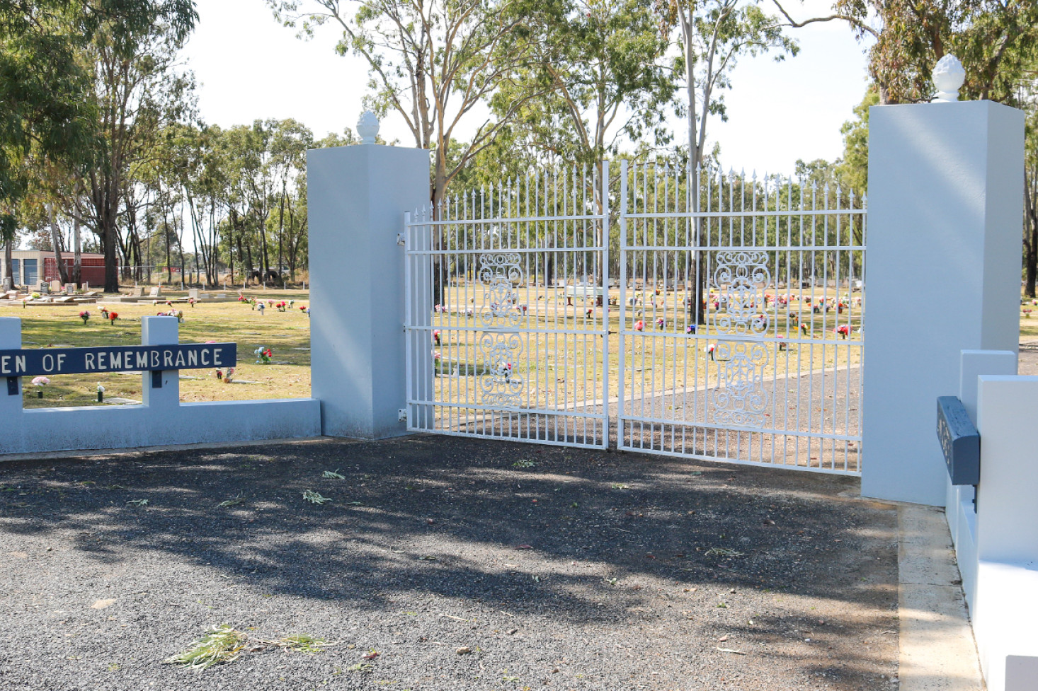 The columbarium wall and front gates have been restored.