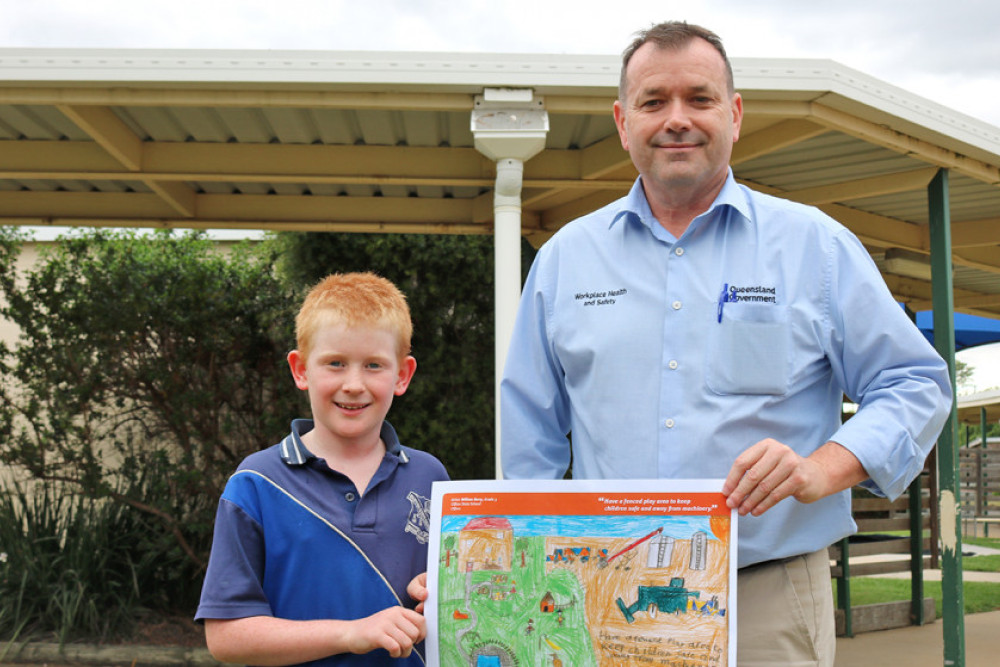 Last year’s winners included Clifton State School student William Berry pictured with Scott Munro from Queensland Workplace Health and Safety.