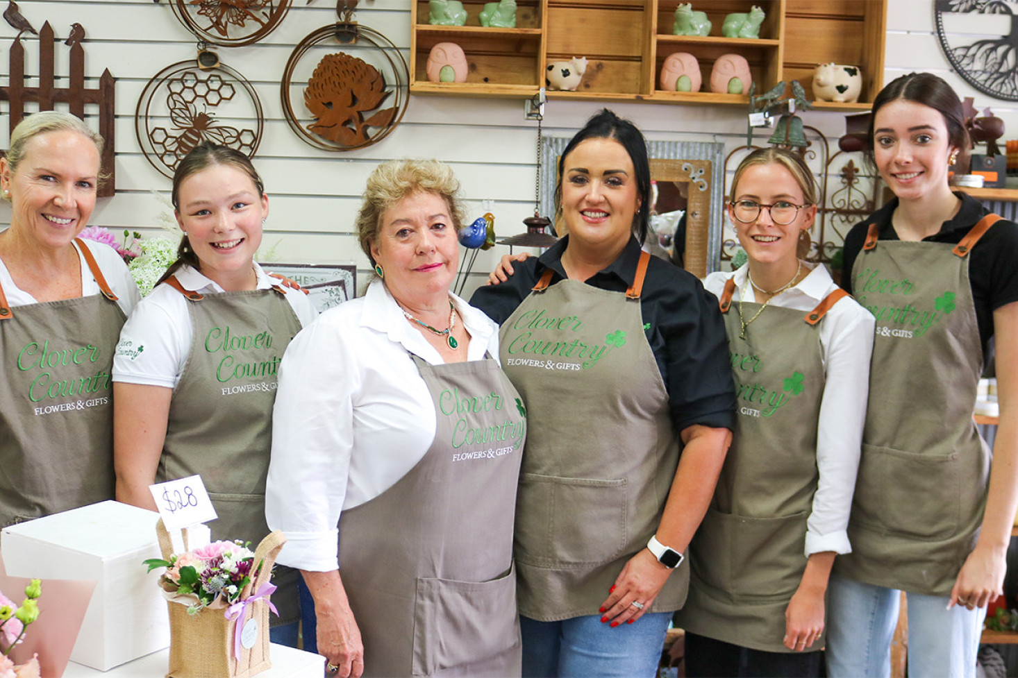 The friendly staff at Clover Country Flowers and Gifts are Angela Perrin, Clare Croft, Rosemary Patterson, Rachael Keeley, Hannah Currell and Molly Larkham.