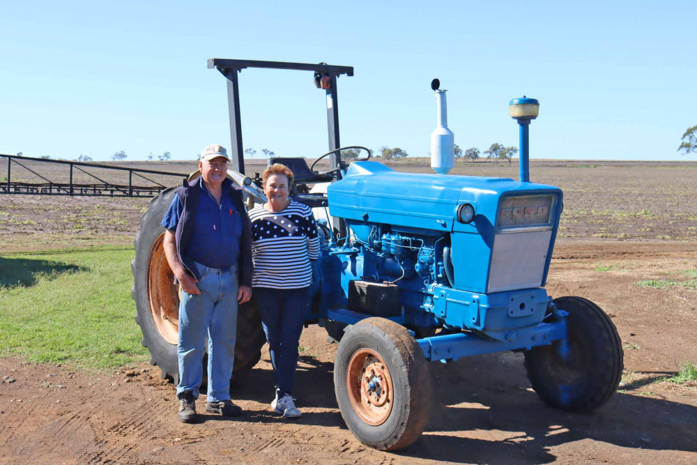 Kerry and Maria Cranitch with the item they were the saddest to see go, a Ford 5000 6Y tractor.