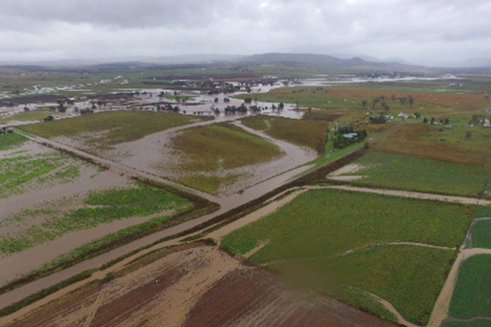 Floodwaters at Berat earlier this year. Dalrymple Creek can be seen in the background.