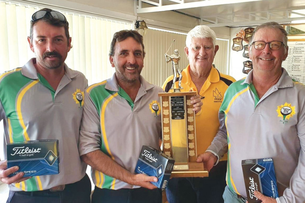 Saturday’s Darling Downs Committee Challenge winners (from left to right): Darren Hedges, David Robins, Neil Gilshenan (Darling Downs Golf Association Committee) and Gary Riddle. Clifton won for the first time since 2005.