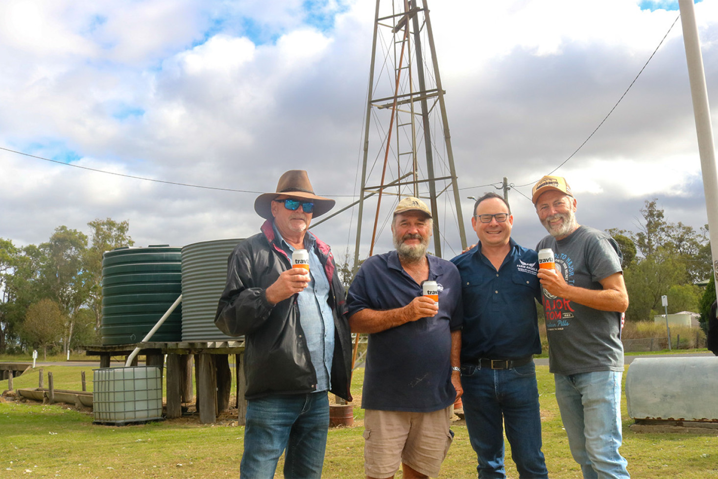 Peranga locals John Koehler and Evan Janke, with Farm Angels CEO Jason Law from Chinchilla, and another Peranga district local Chris Turner.