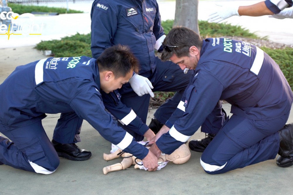 Dr Gabriel See and Dr Steve McElroy undertaking a training exercise.