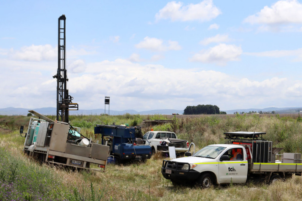 A drilling rig operating on Felton Clifton Road south of Nobby as part of the preparatory works.