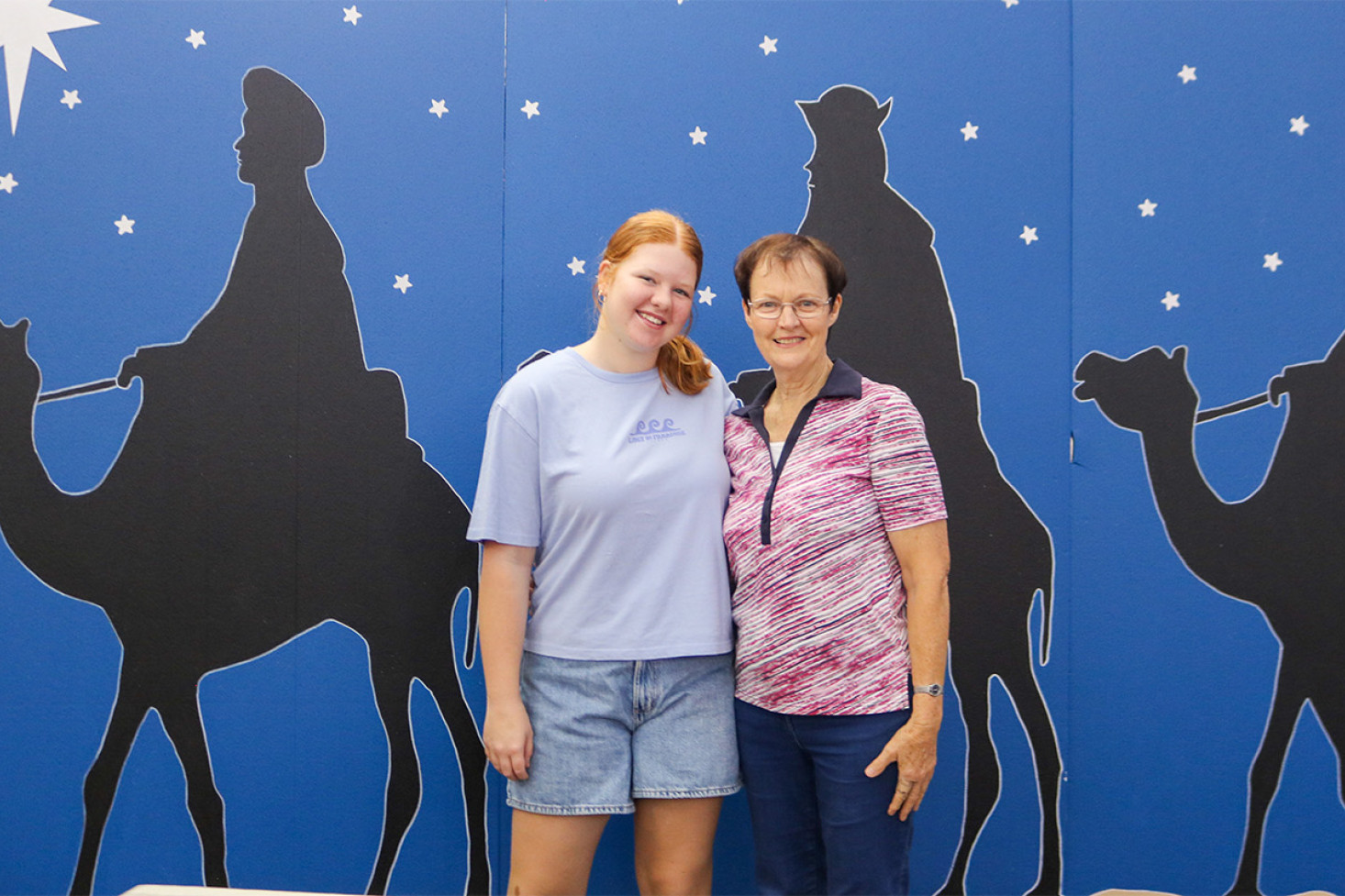 Eden Price enjoyed viewing the display on Tuesday morning, with creator Janice Reed.