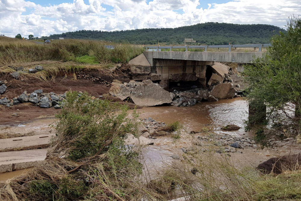 The extent of the damage to Emu Creek Bridge.