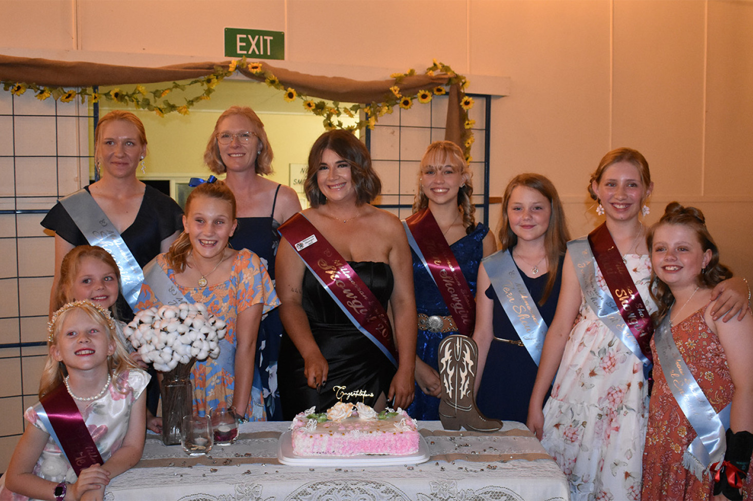 Celebrating the revival of the Showgirl Awards were (from left to right) Sophie Clark, Megan Kerr, Charlie Birch, Emily Burgess, Kassie Clark (Showgirl Co-ordinator), Abi Lunney, Tevay McAuley, Luci Kerr, Sophie Crumblin and Hannah Crumblin.