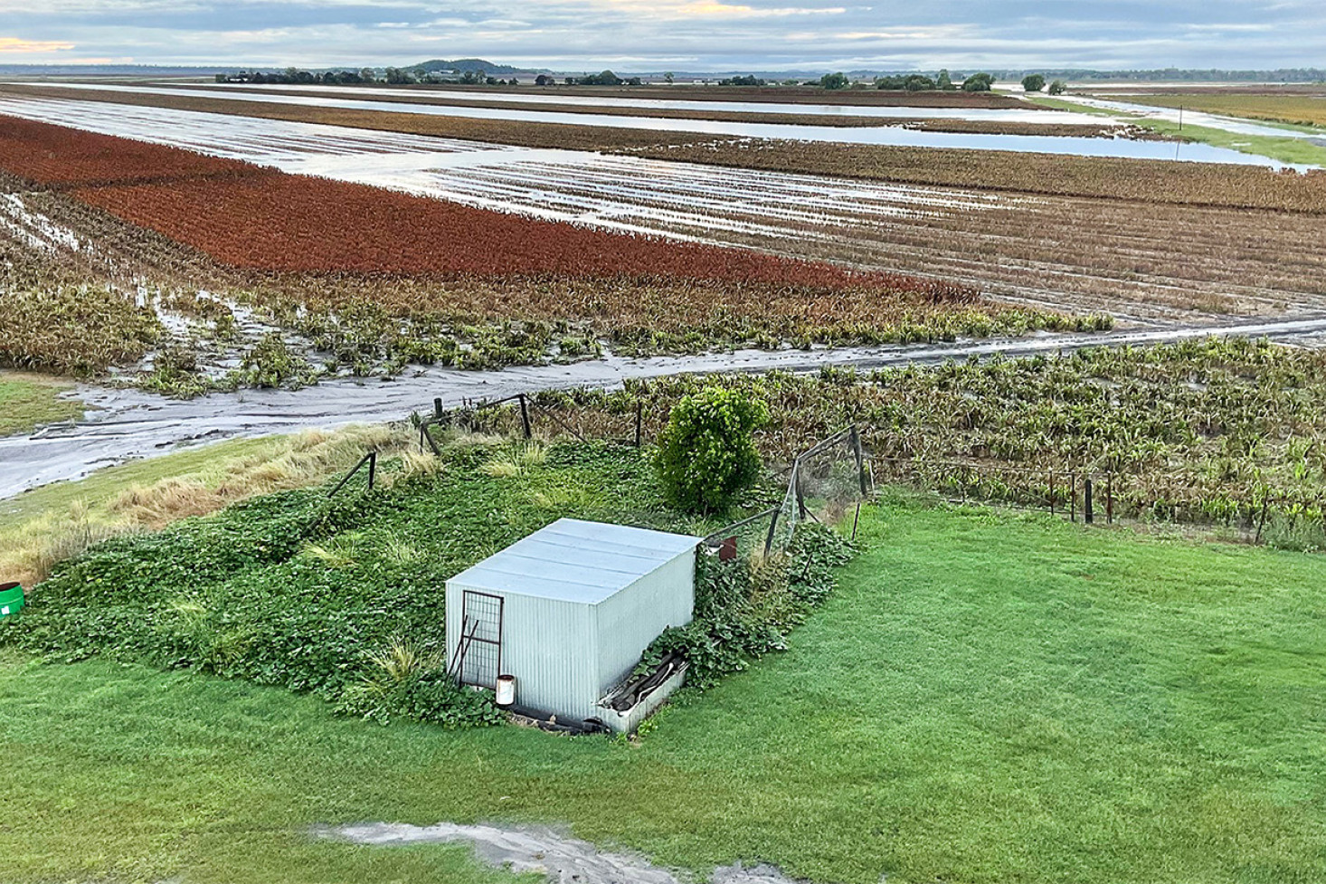 An example of strip farming in action at Mount Irving during a 2022 flood event.