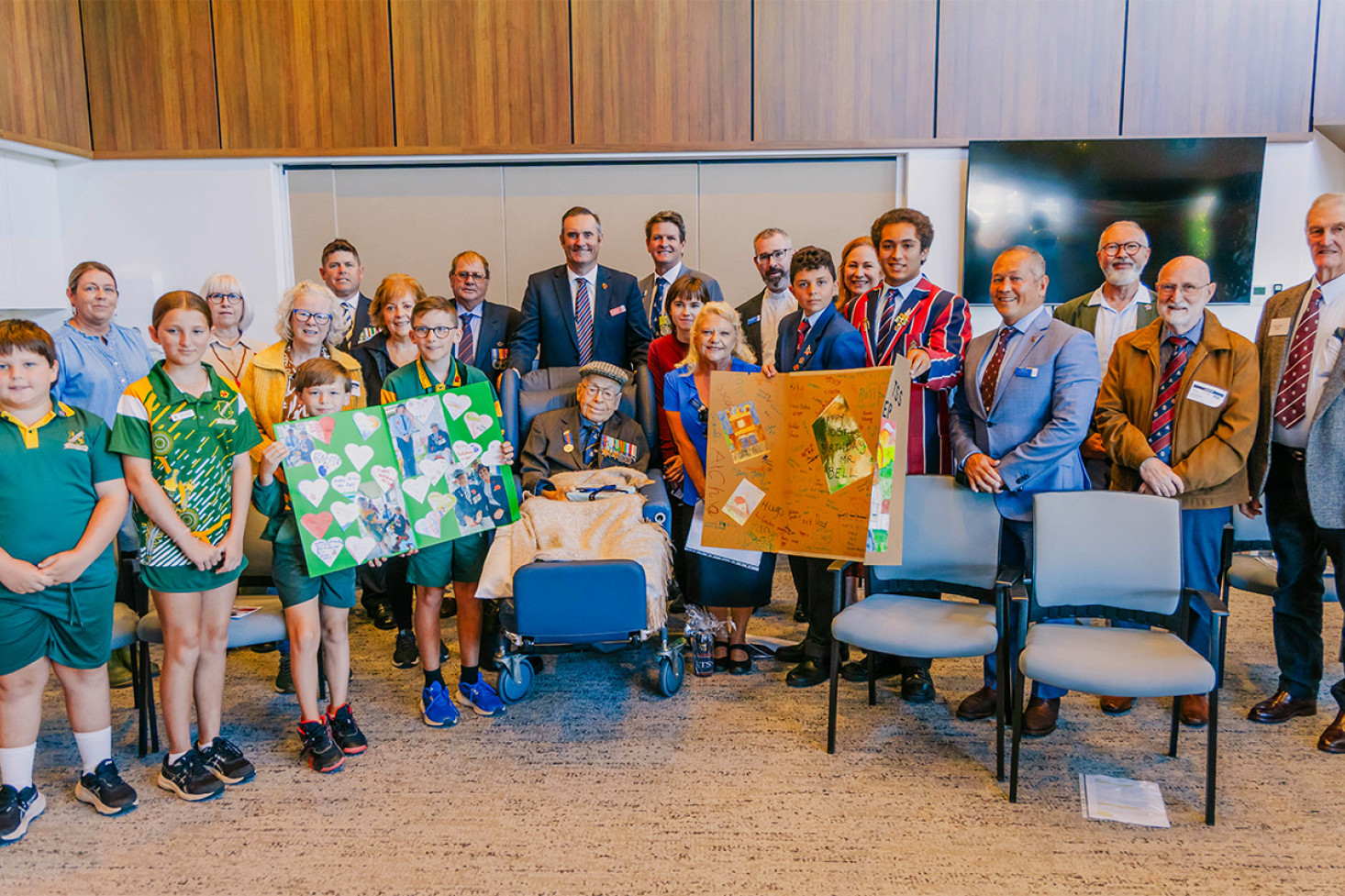 Family, friends, The Southport School and Greenmount State School visit Joffre Bell in Highfields.
