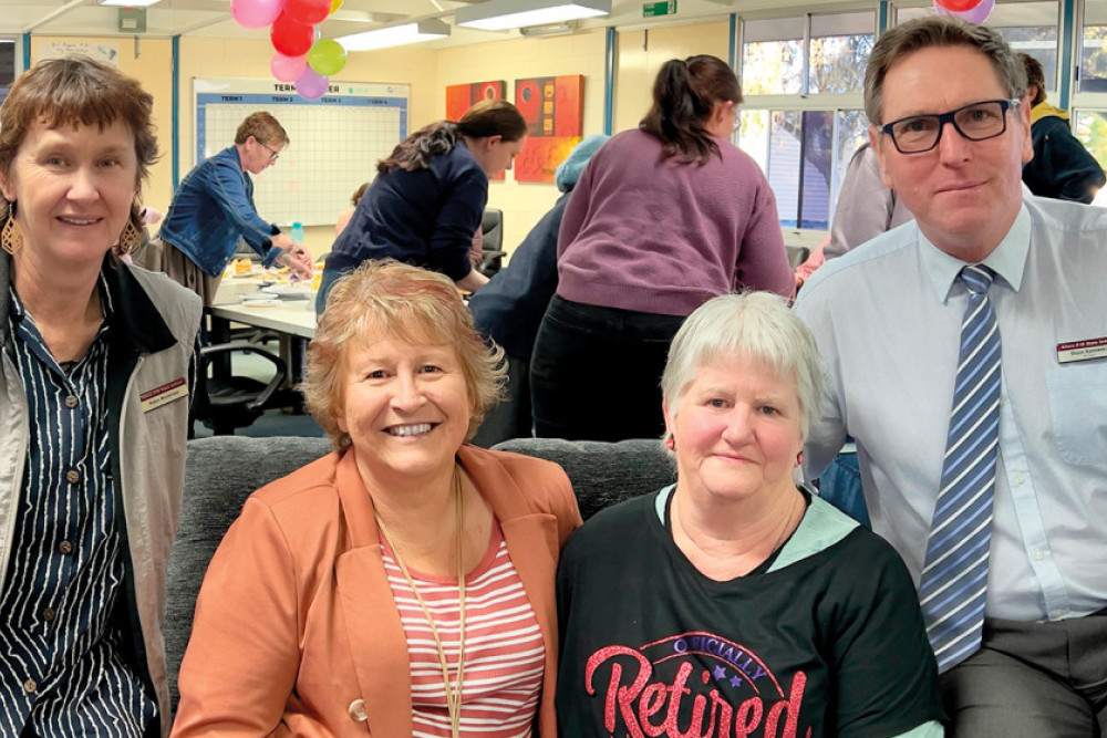 Robyn Westerman Head of Department (Curriculum), Barbara Reedman, Maria Henry, Dr. Shaun Kanowski Principal. Photo, Leanne Kanowski