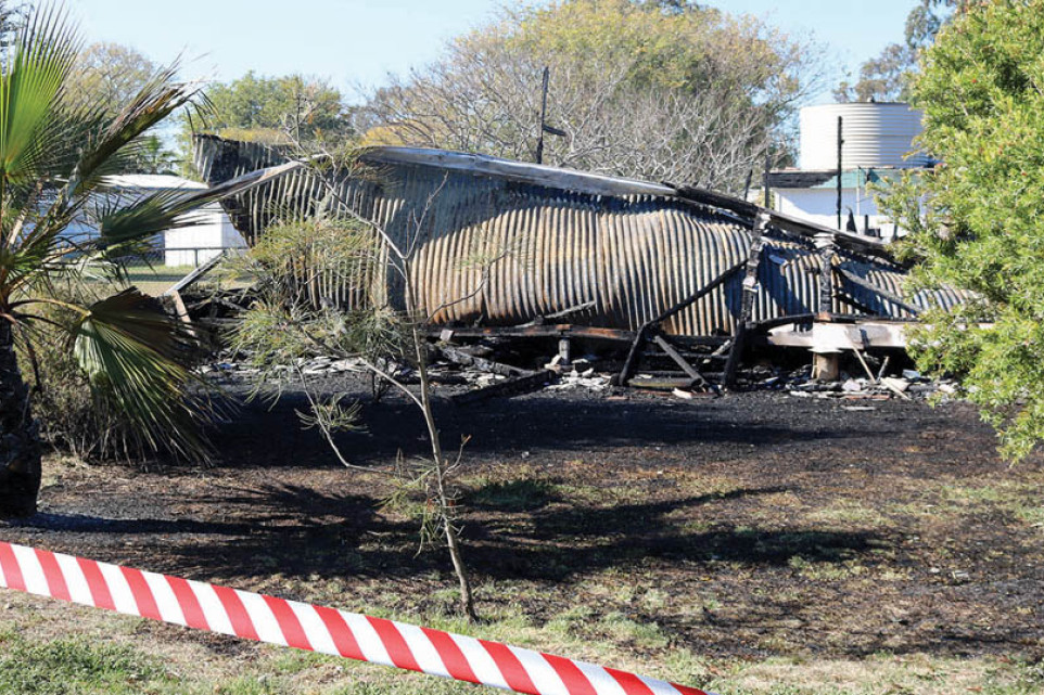 This is all that’s left of Ms Rafter’s colonial style home after it went up in flames on Thursday night.