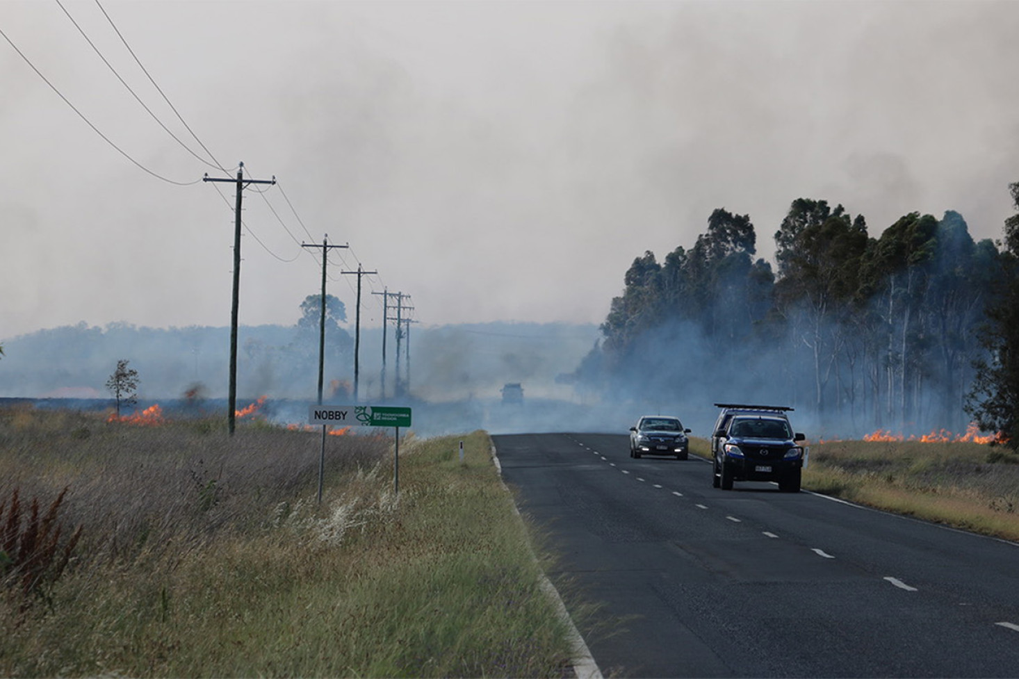 The fire on Felton Clifton Road, to the south of Nobby.