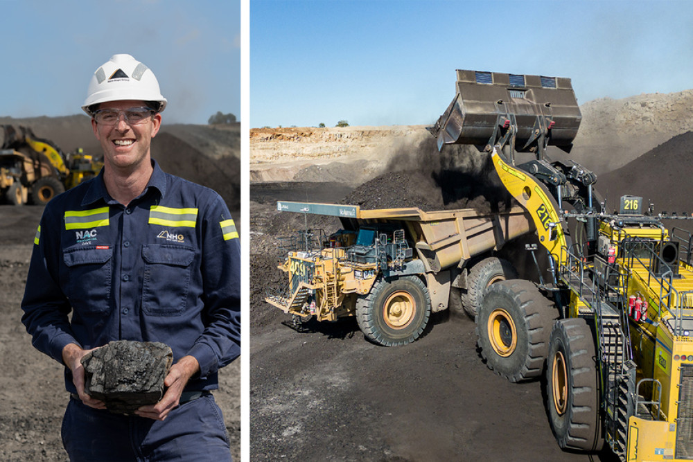 New Acland General Manager Dave O’Dwyer with the first lump of coal.