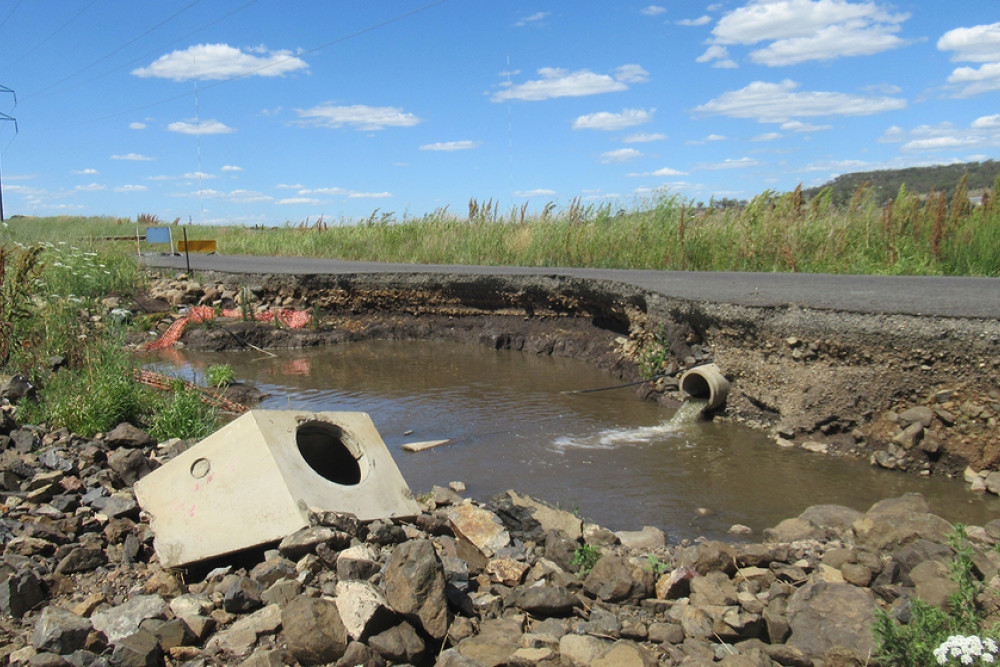 Flood damaged culvert in Merivale Street Allora.