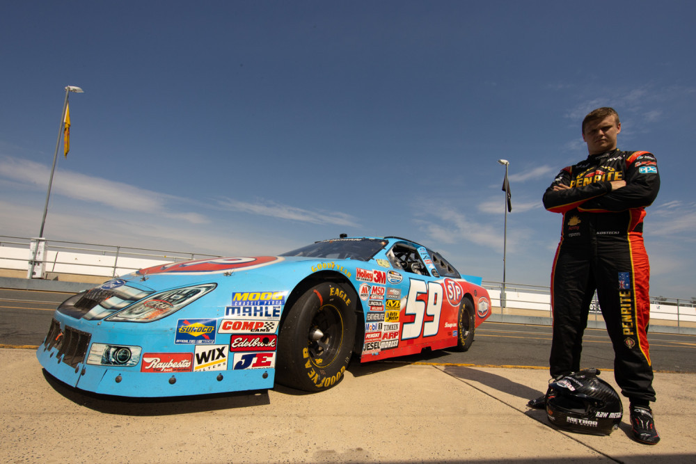 Supercars driver Brodie Kostecki with the 59# STP Ford Fusion.